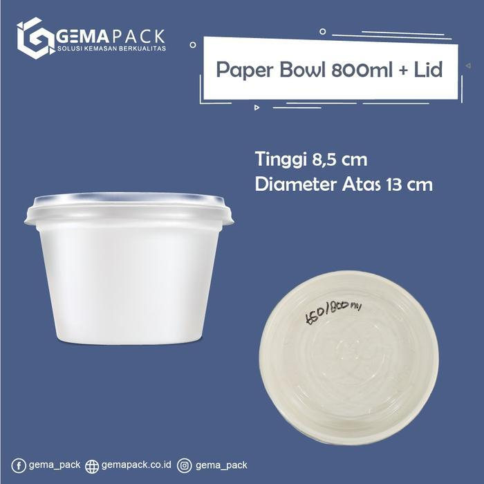 Paper Bowl 800 ml/ Mangkok Kertas 800 ml dengan tutup