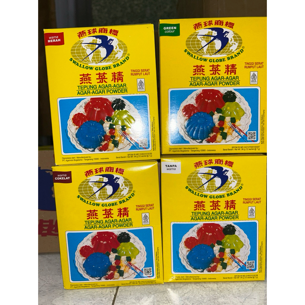 

Tepung Agar-Agar Swallow Globe Brand (1 pack isi 12 Sachet)