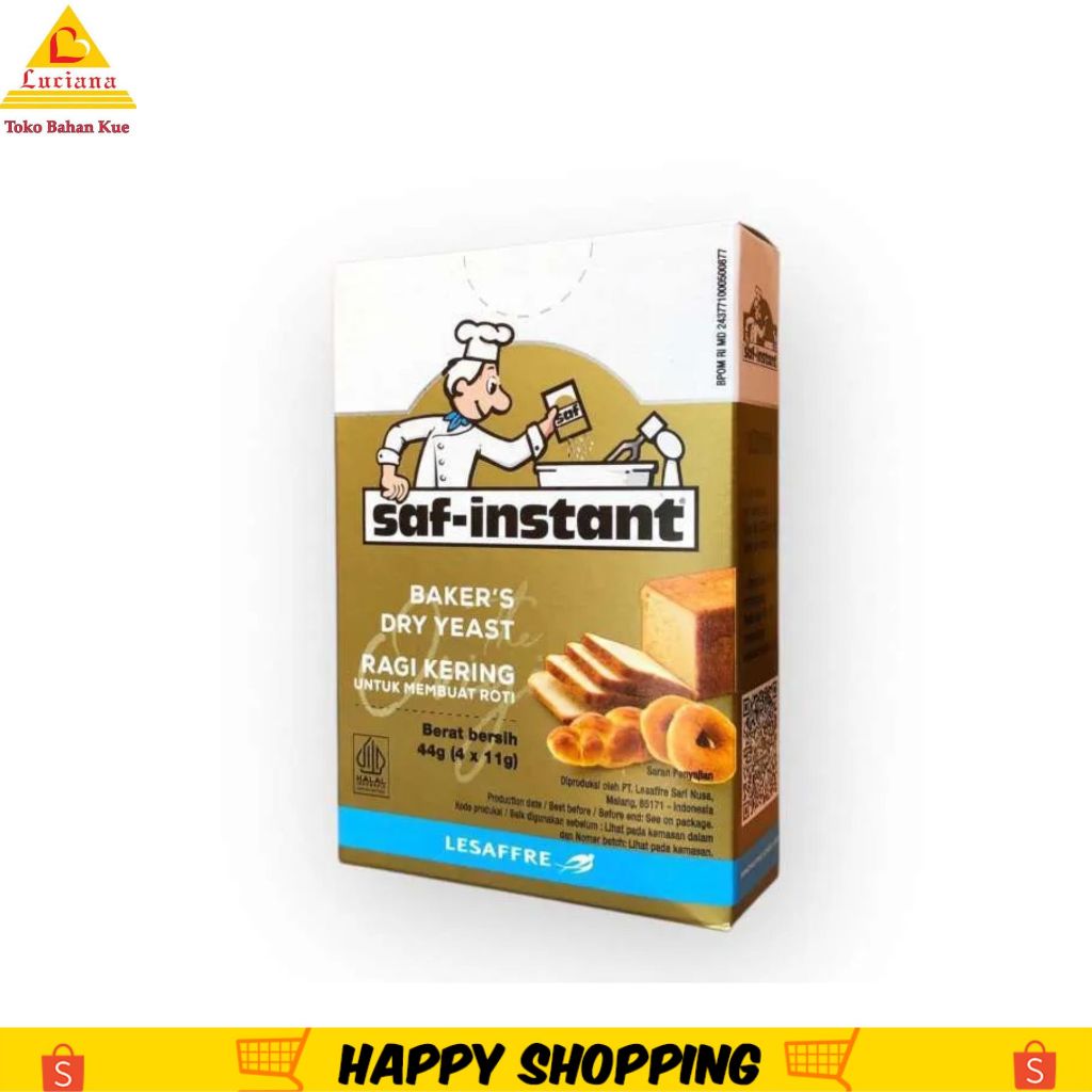 

SAF INSTANT Sachet kemasan dus Murah Dry Yeast Instan Saset isi 4 x 11 gram / Dry Yeast