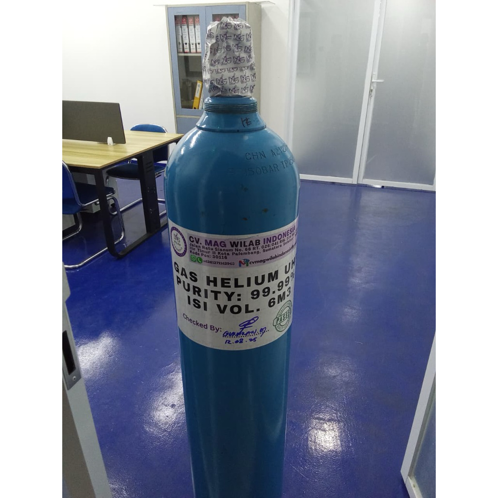 Tabung + Isi Gas Helium UHP 99.99% (for laboratory / analysis) Vol. 6m3