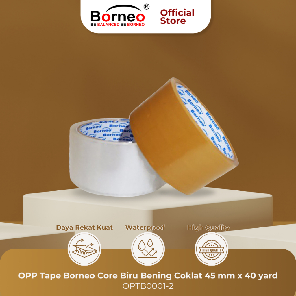 

6 ROLL - Borneo OPP Lakban Bening / Coklat 45 mm x 40 Yard