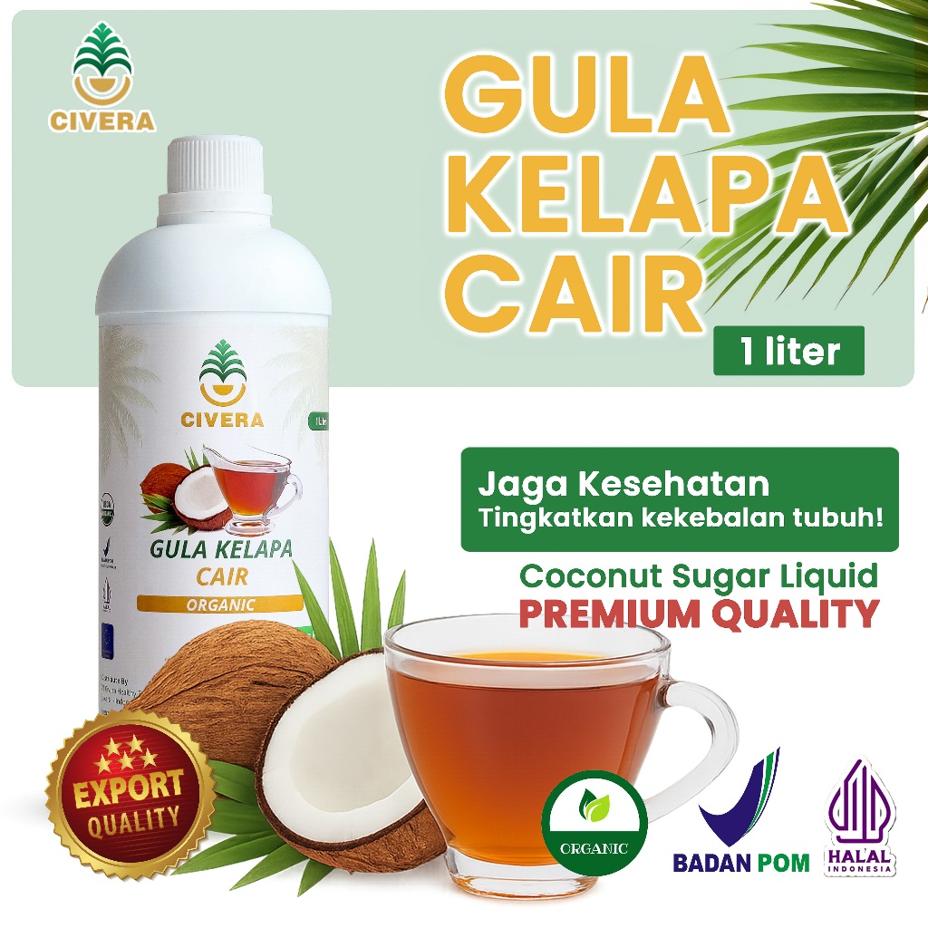 

Civera Gula Kelapa Sirup 1 Liter / Coconut Sugar Liquid Organic / Coconut Nectar Kemasan 1 Liter cocok untuk Kopi Teh / 100% Organik Coconut Sugar
