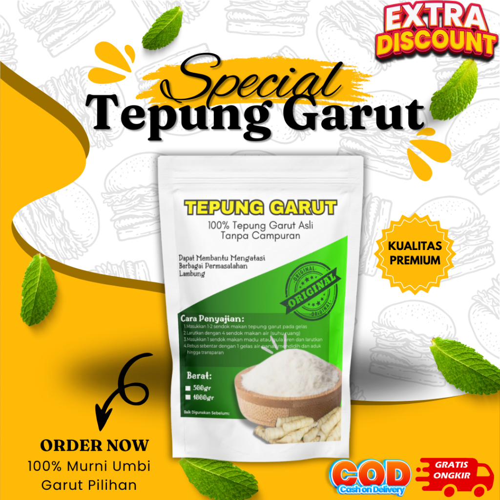 

TEPUNG PATI UMBI GARUT 1000 Gram 1 Kg/OBAT MAAG ASAM LAMBUNG/ANGKRIK