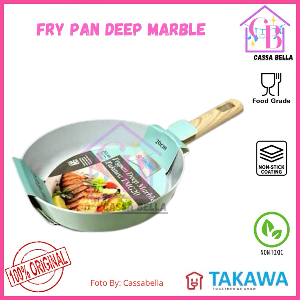 Fry Pan Deep Marble 20cm TAKAWA / Fry Pan Anti Lengket / Penggorengan Anti Lengket / Fry Pan 20cm Ma