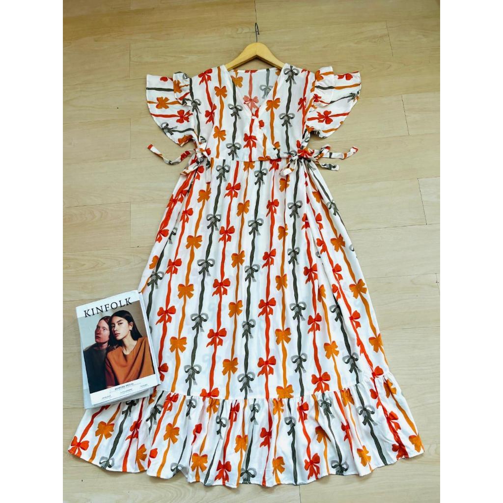 Dress Kimono Wanita Kekinian Terbaru Daster Rayon Panjang Korean Style Jumbo 2025 - Kimono Sesilia