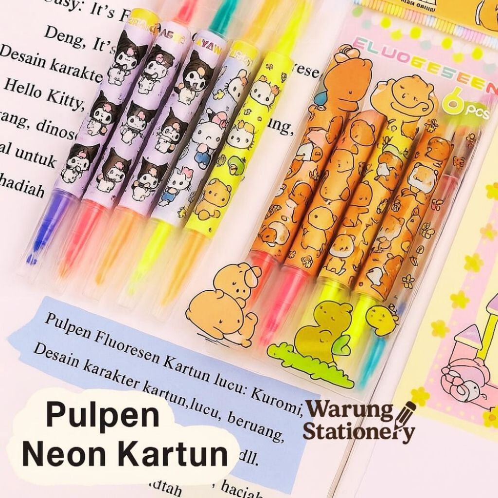 

Highlighter Neon Kartun Lucu 6pcs – Stabilo Warna Cerah Kuromi Lotso Capybara | Alat Tulis Imut Sekolah & Hadiah