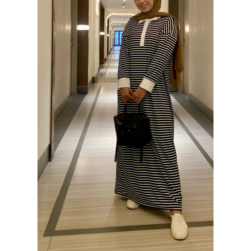 basic stripe tees dress- gamis kaos stripe