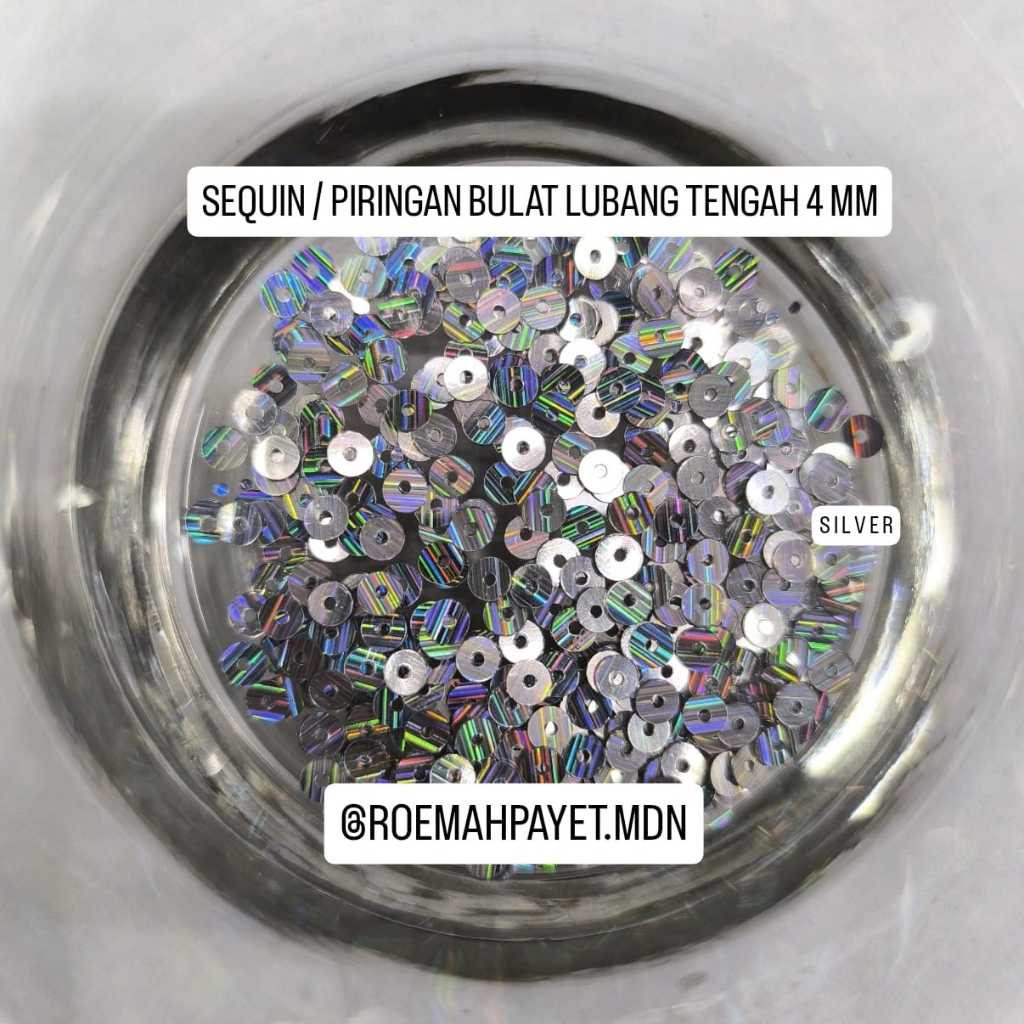 SEQUIN BULAT RILIS PAYET PIRINGAN BULAT RAMBOCI BULAT SEQUIN RAMBOCI BULAT RILIS 4 MM LUBANG TENGAH 