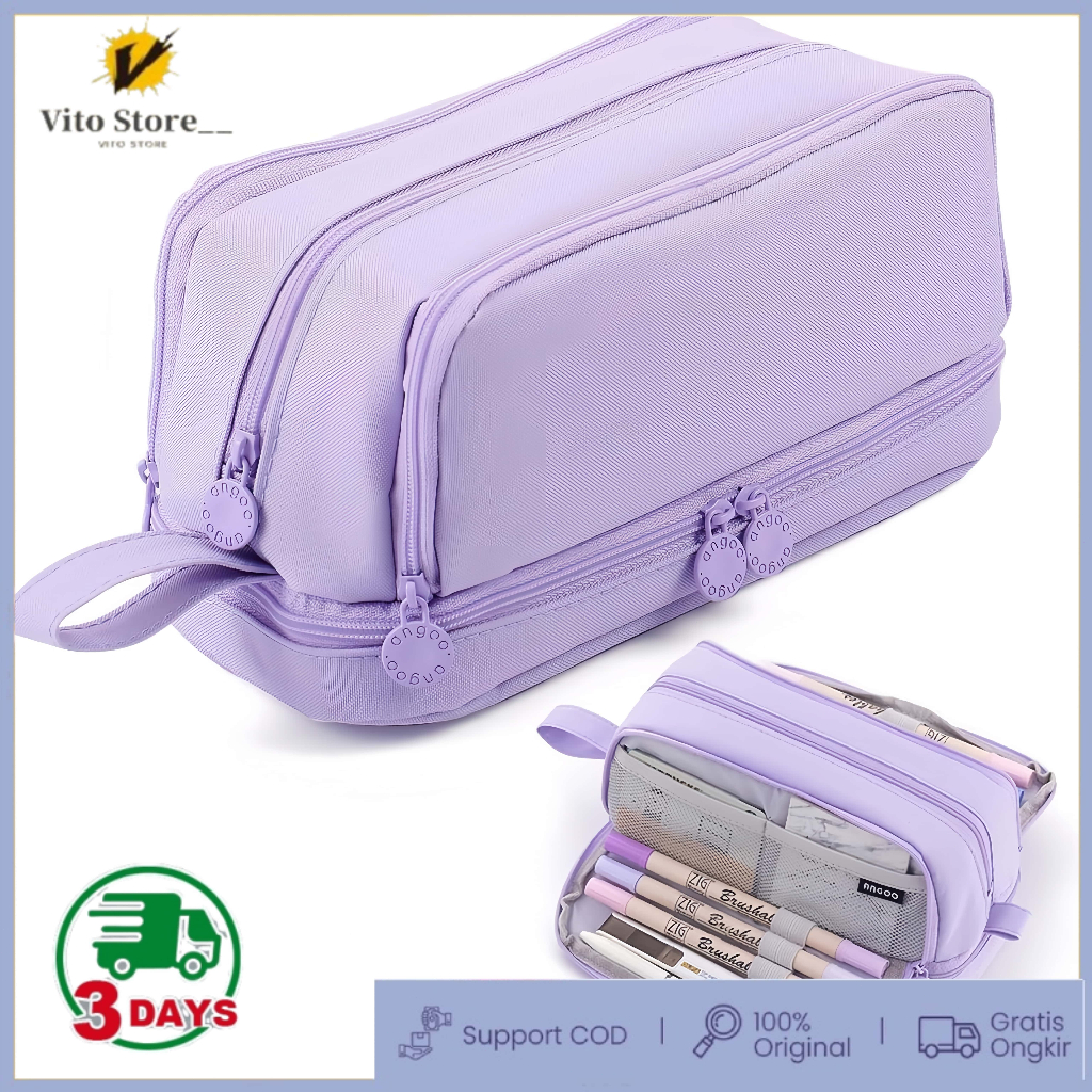 

Kotak Pensil Kapasitas Besar Kotak Alat Tulis Sederhana Tempat Pensil Multifungsi Dua Lapis Perlengkapan Sekolah Siswa