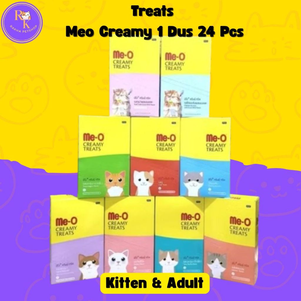 Meo Creamy Treat 1 Dus / 1 Box Isi 24 Pcs All Variant Treats Meo Kitten dan Adult Snack Meo Creamy
