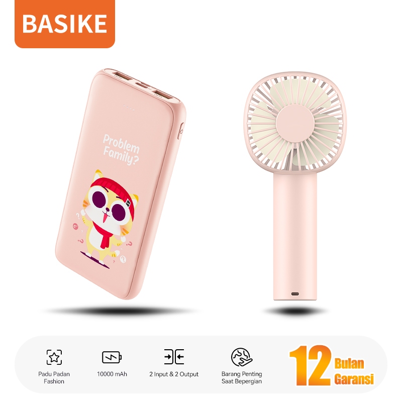 (HOT)BASIKE Powerbank 10000mAh Power Bank Fast Charging Mini Murah Real Capacity Lucu Makaron Asli