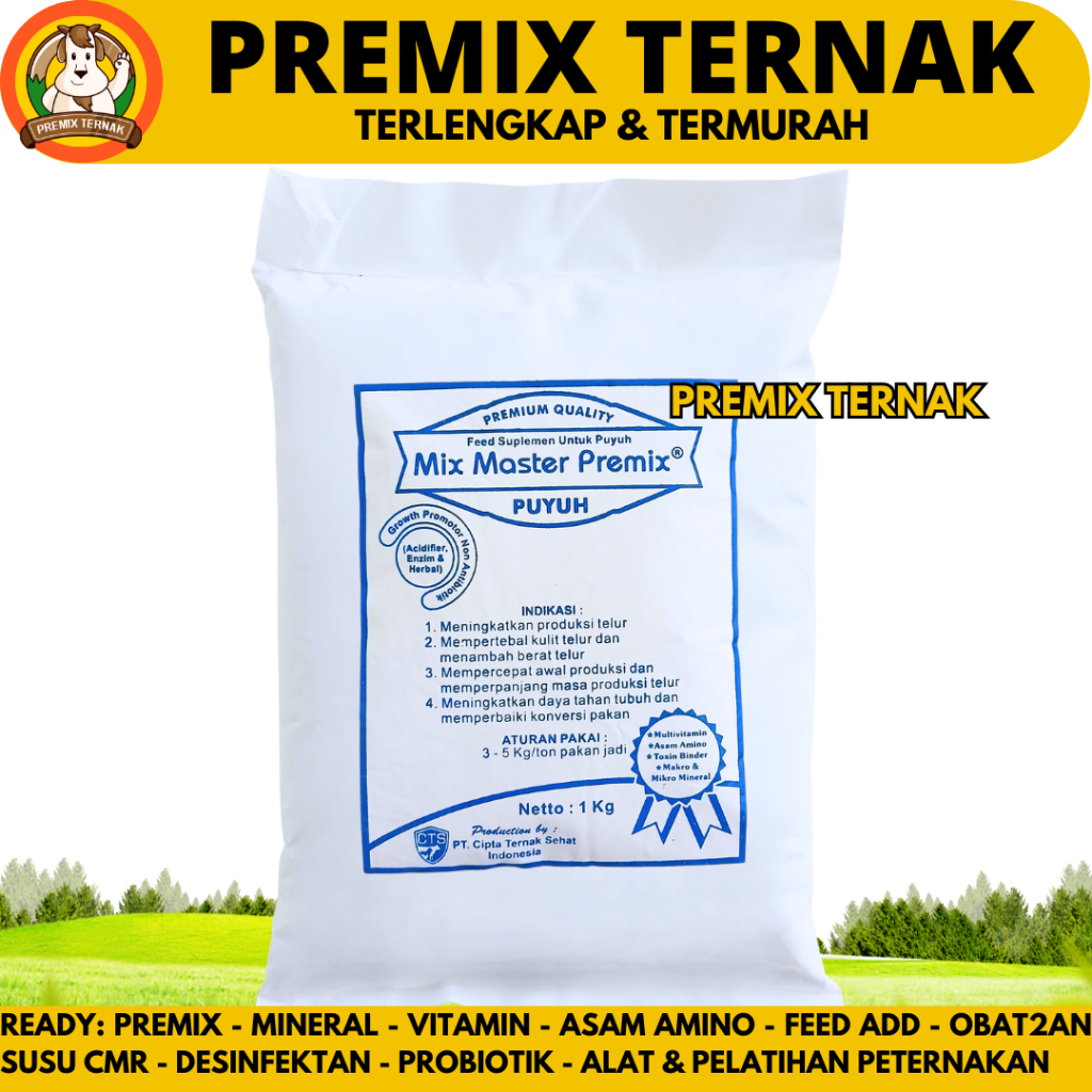 MIX MASTER PREMIX PUYUH 1 KG - Suplemen Pakan Pemacu Produksi & Kualitas Telur Burung Puyuh Petelur