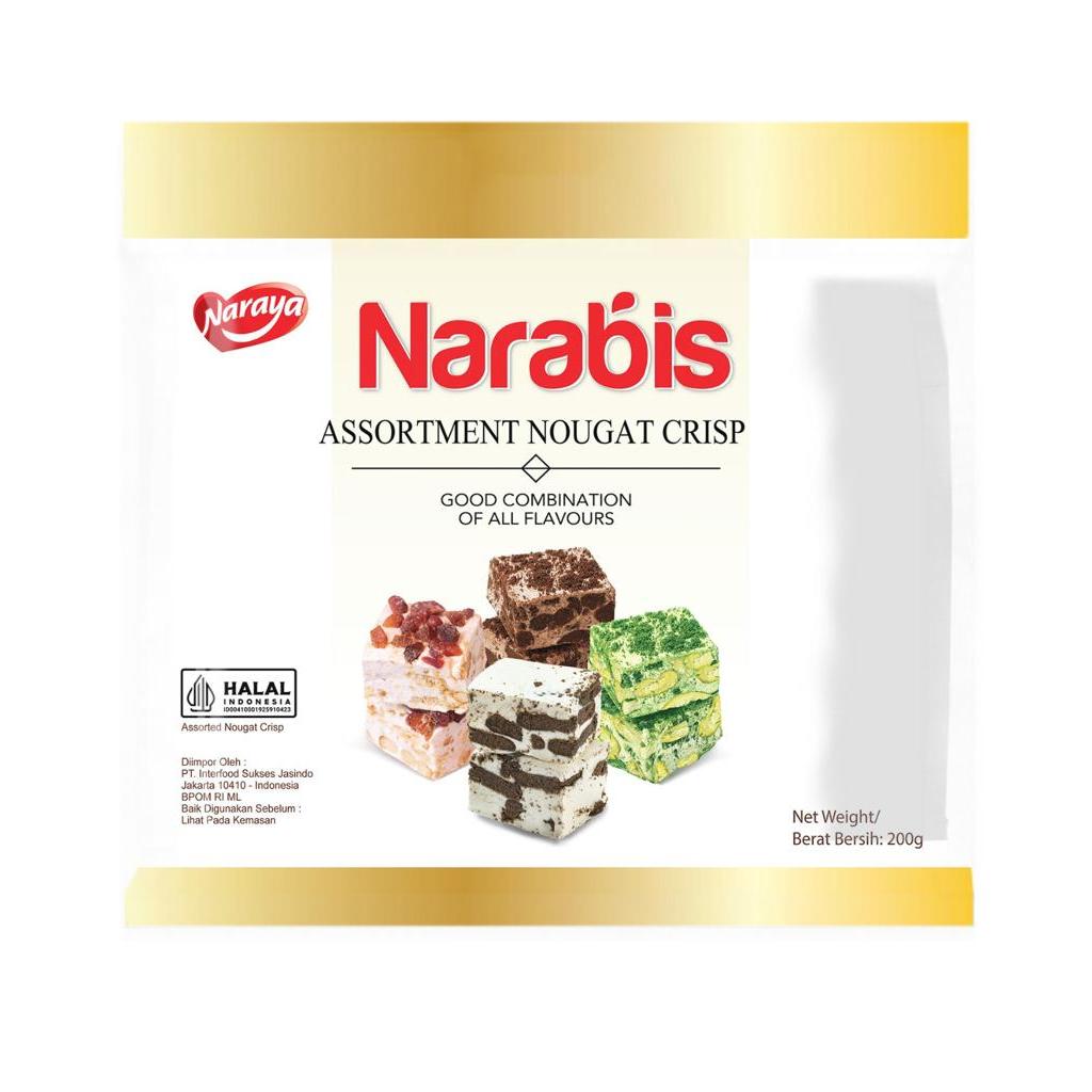 

NARAYA NARABIS ASSORTMENT NOUGAT CRISP HALAL 200GR PERMEN NOGAT SNACK IMPOR HALAL