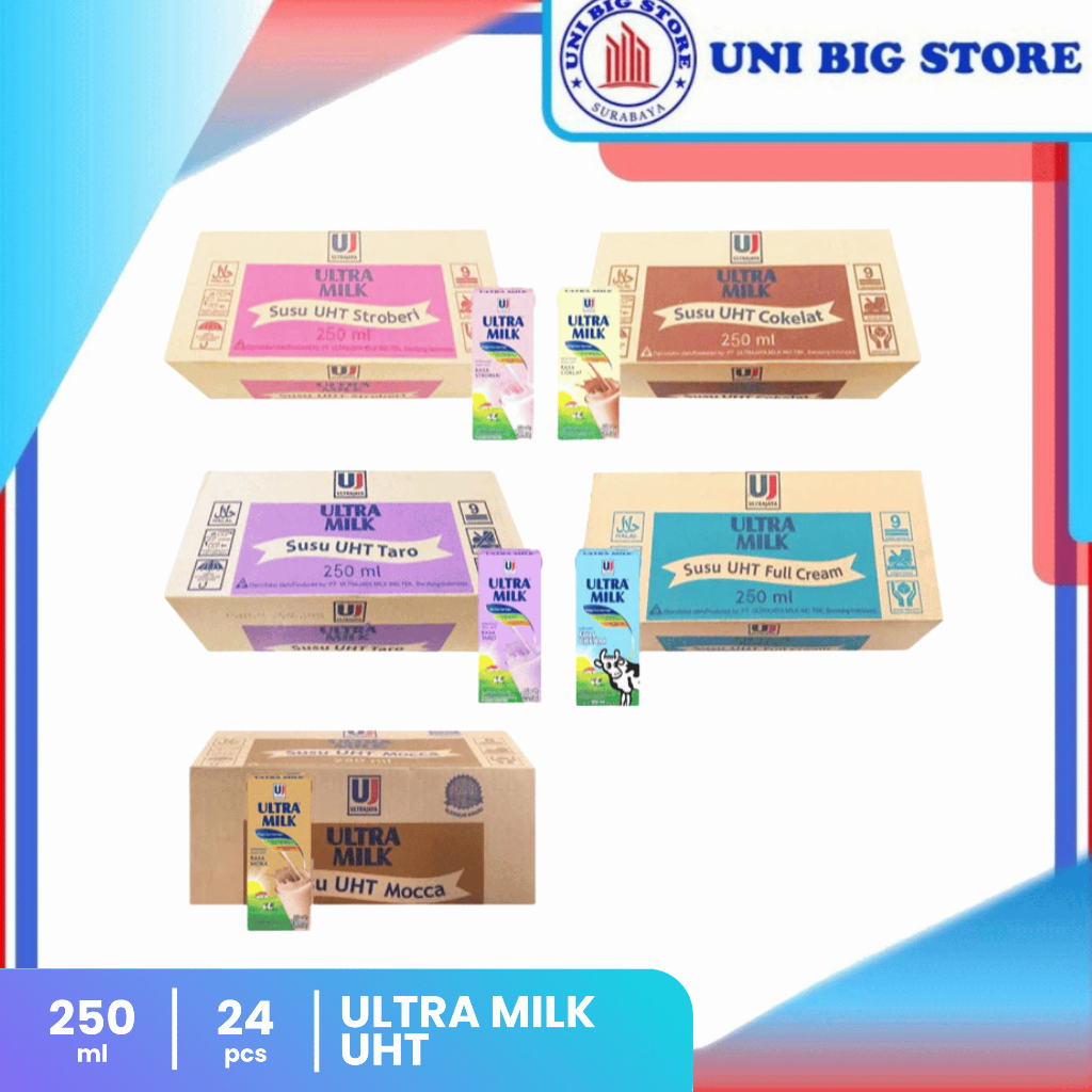 

Susu Ultra Milk UHT Fullcream Strawberry Coklat 250 ml x 24 pcs DUS