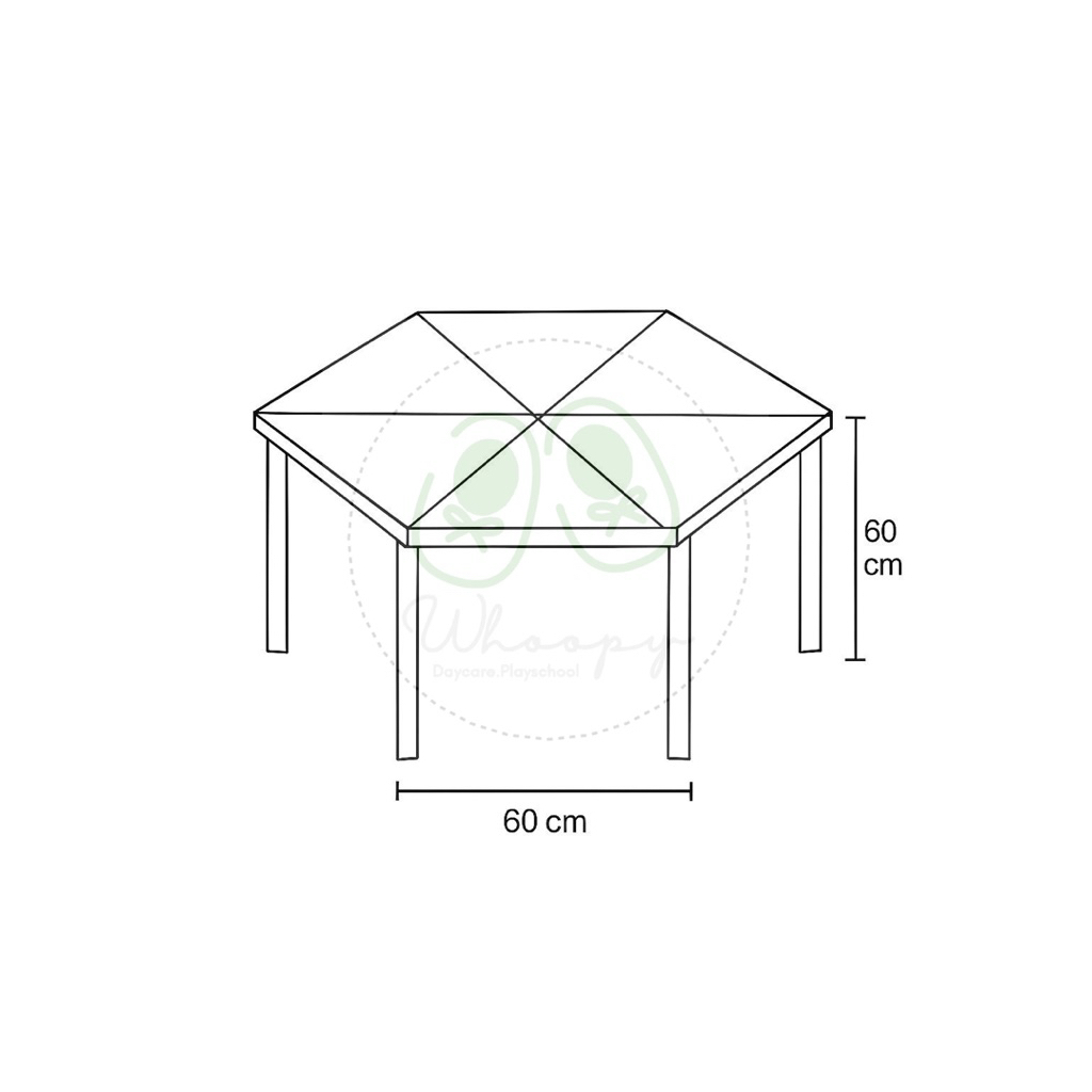 Meja Hexagonal dan Kursi Anak Bahan Kayu Jati Belanda