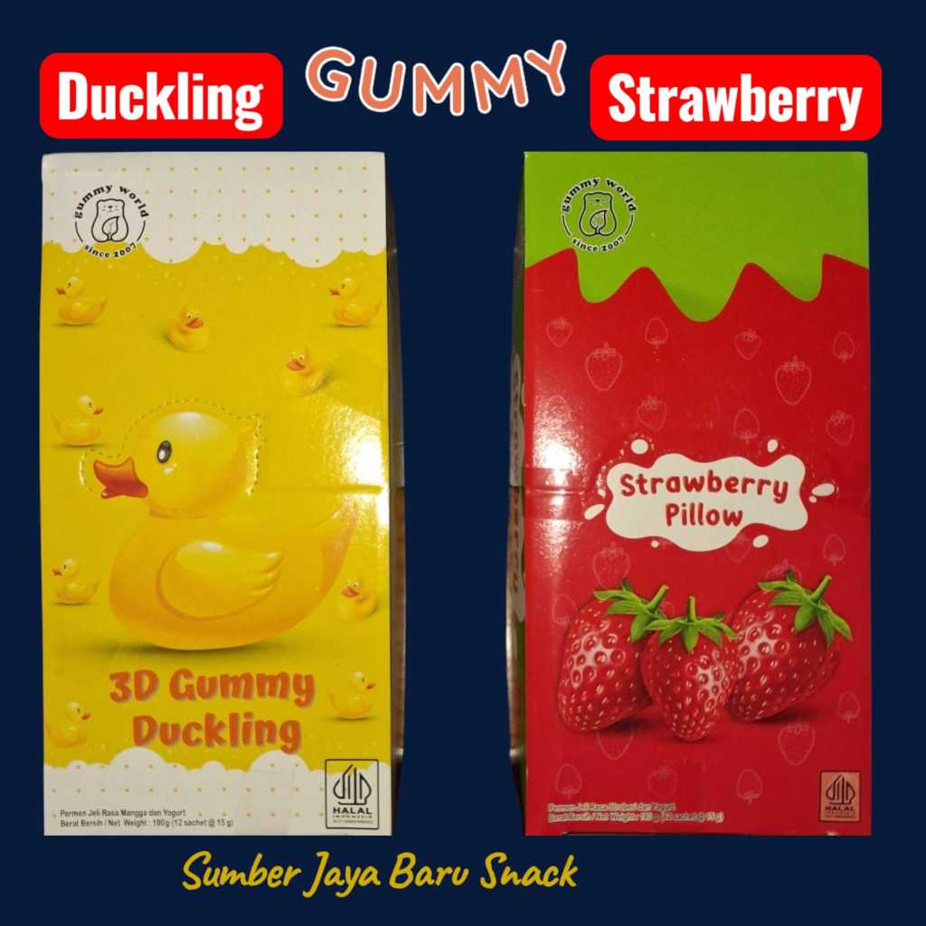 

3D Gummy Duckling | Strawberry Pillow | Isi 12 Sachet