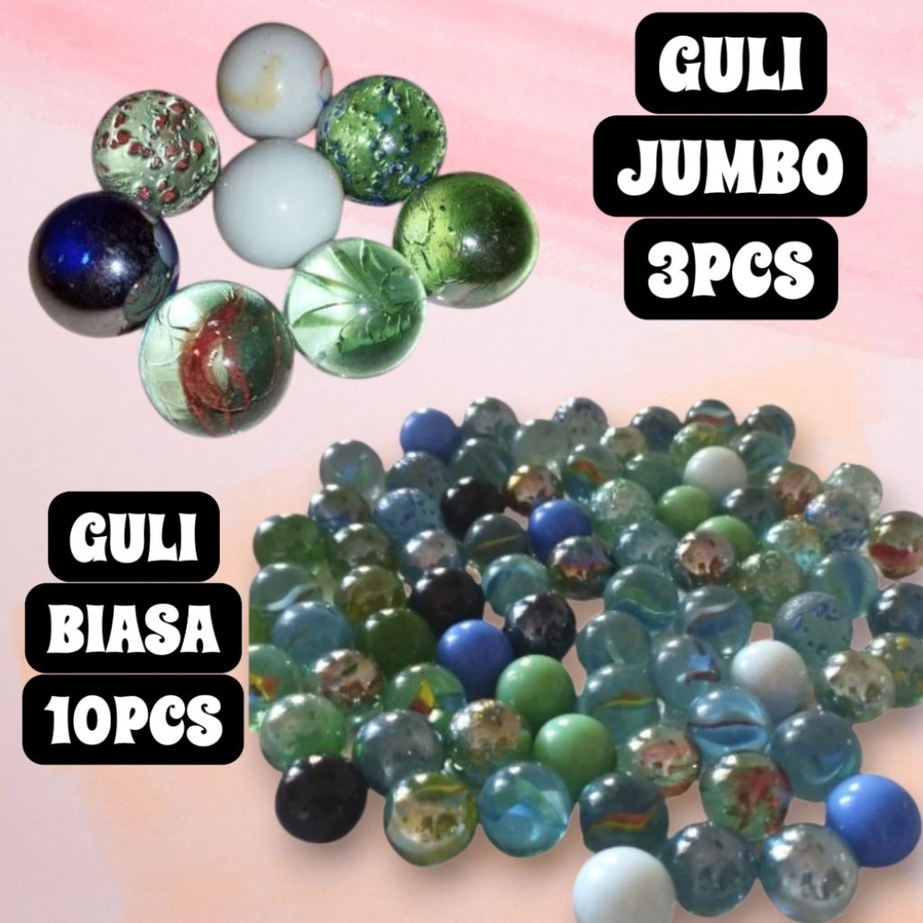 Guli Kelereng Gundu Neker Marble Jumbo Besar Sedang Biasa