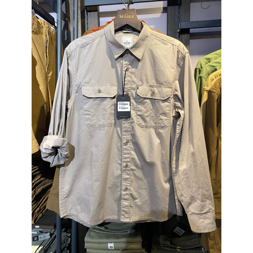 Kemeja Tactical Lengan Panjang Pria bahan Katun Twill Original MGEE CAMPER CKPR 035 GREY