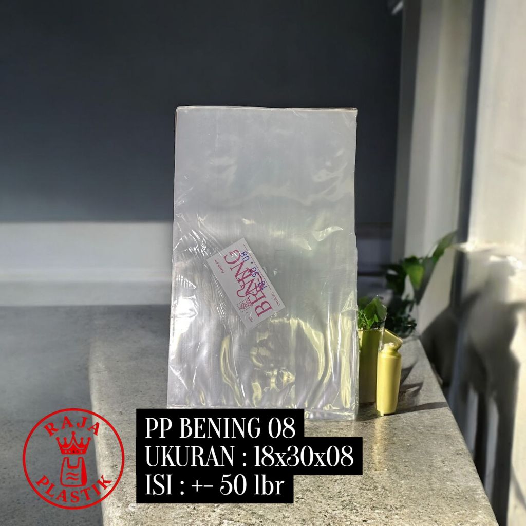 Plastik PP Bening 08 Micron Kemasan Makanan / Packing Barang Tebal Transparan Food Grade | Isi 500 g