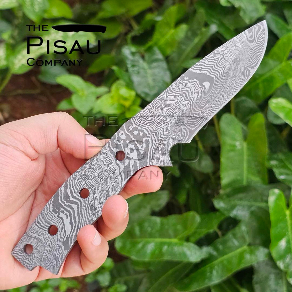 Ready Stock | Pisau Import bleng Damascus tempa Asli  | Pisau Handmade Damascus Blank Blade - Pola T