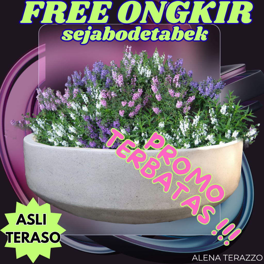 Pot Teraso Custom Ukuran | Pot Tanaman Hias Estetik Terrazzo POT TERATAI MINIMALIS ALENA TERAZZO