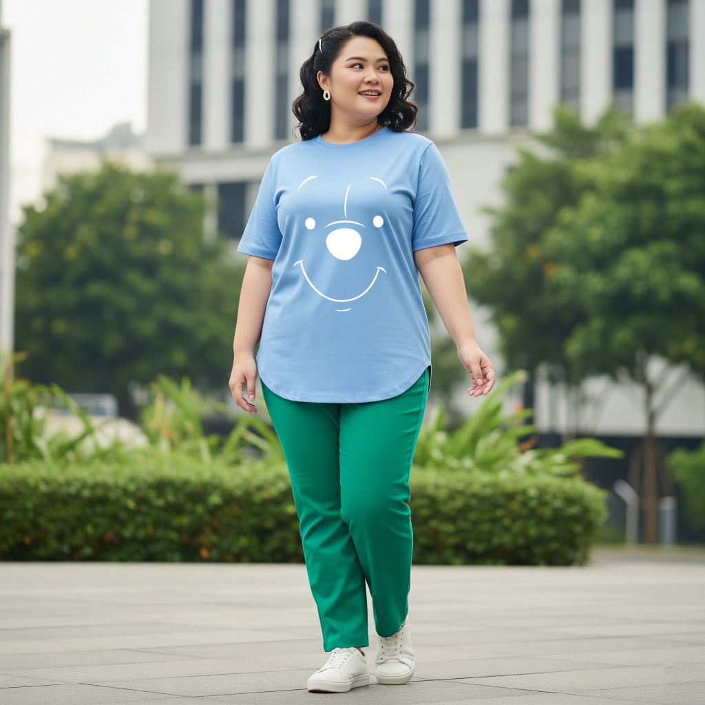 Baju Jumbo Oval Wanita Pooh Kaos Oversize Wanita