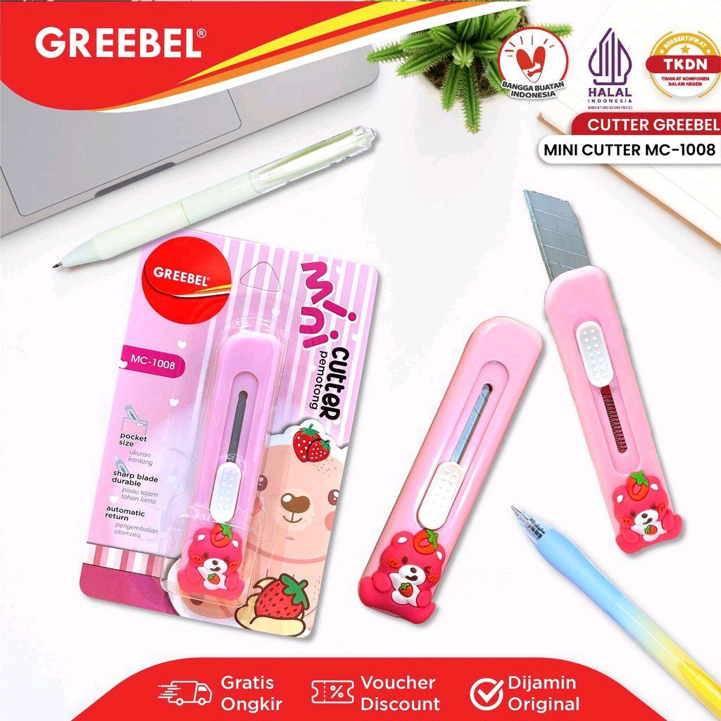 

0GREEBEL Mini Cutter MC- 1008 (1Pcs) / Kater Lucu / Cuter karakter / Kater Untuk Anak Sekolah