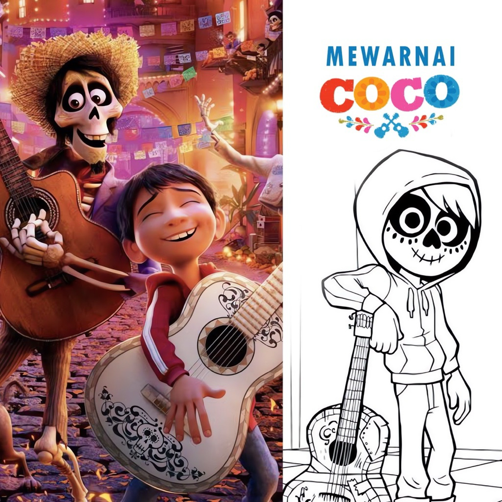 

15 Lembar A5 | Kertas Mewarnai tema Coco | 15 Kertas gambar berbeda