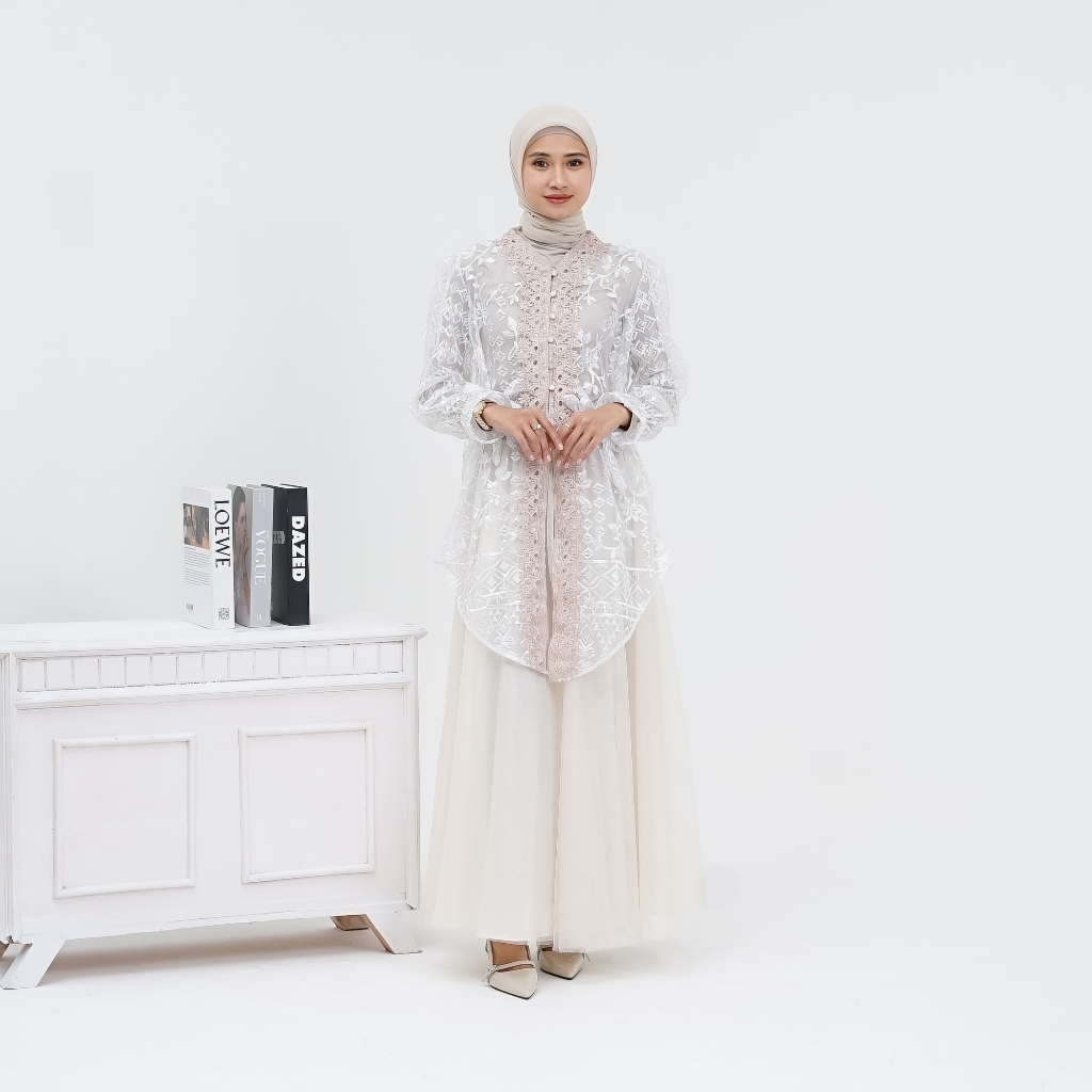 DISKON OUTER BROKAT KONDANGAN WANITA JUMBO 120CM OUTER BROKAT TUNIK LENGAN PANJANG WISUDA TUNANGAN