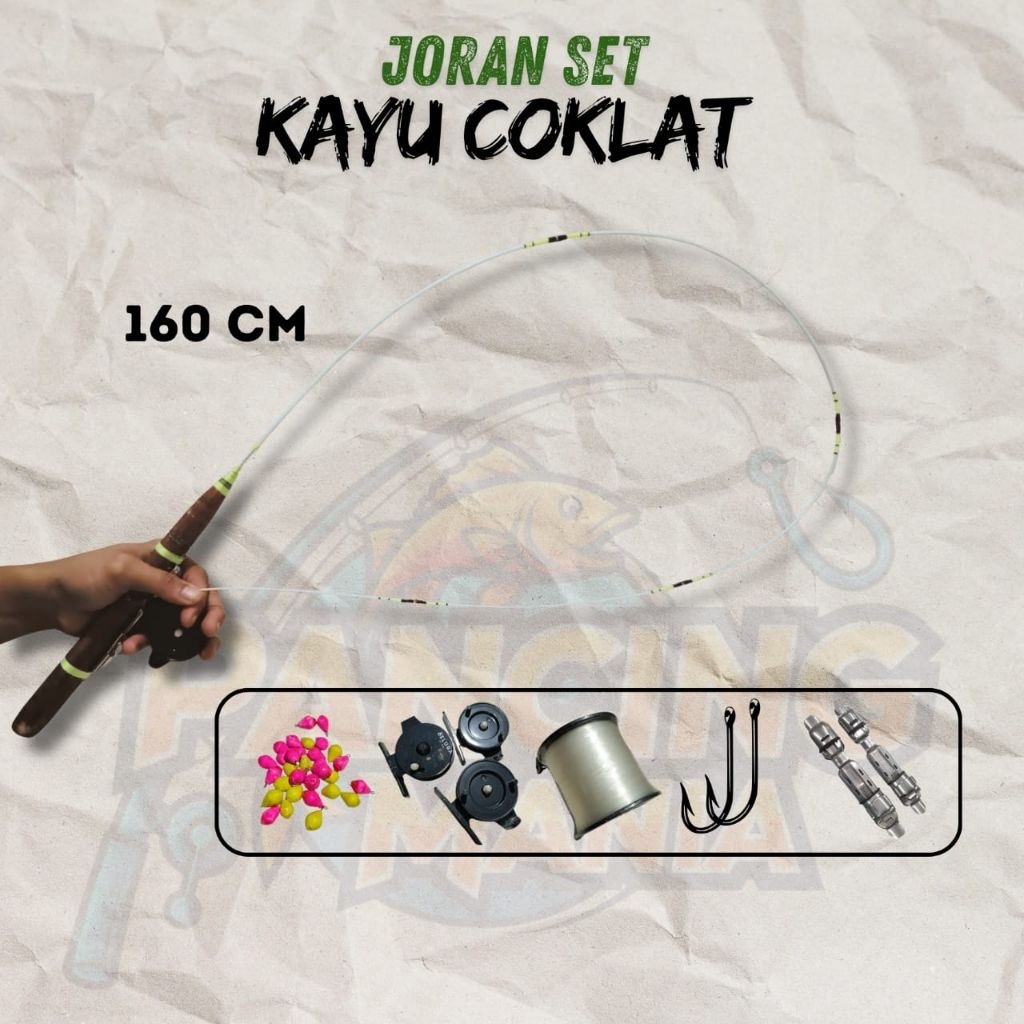 Joran Pancing Wader Mini Pancing Mania 160cm – Joran Wader Kuat Lentur, Paket Alat Pancing Lengkap, 