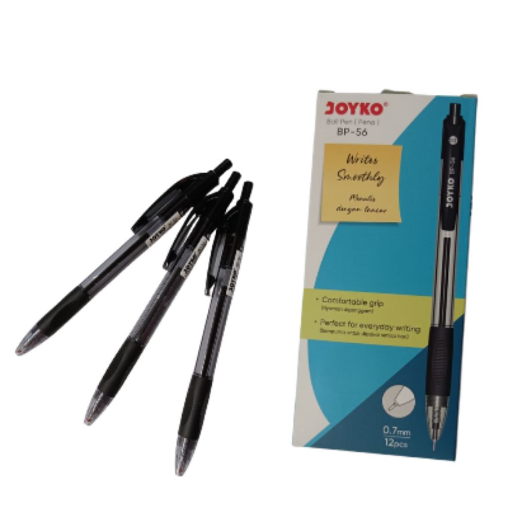

12 Pcs Pulpen Cetek Joyko BP-56 HItam - Per Lusin