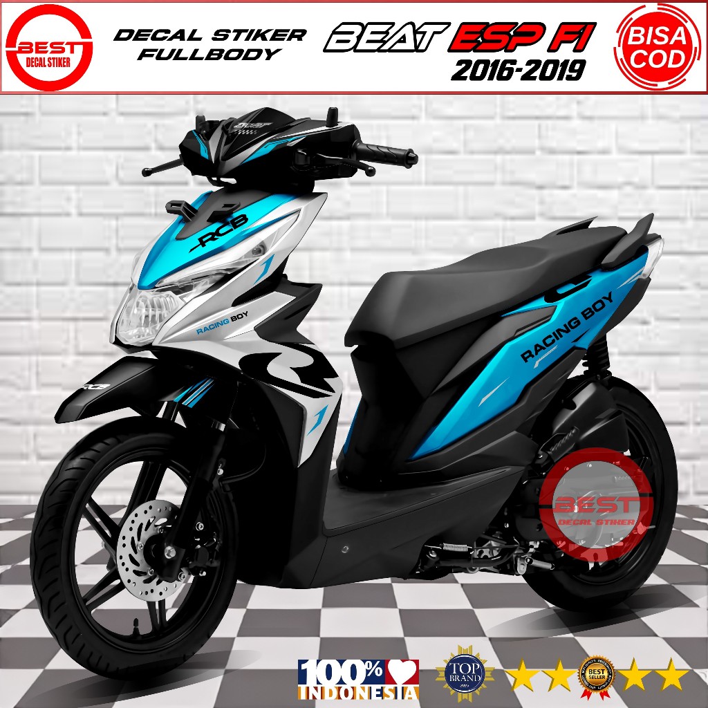 Decal Beat ESP FI Fullbody Desain RCB Racing - Variasi Stiker Full Body Striping Motor Beat ESP FI