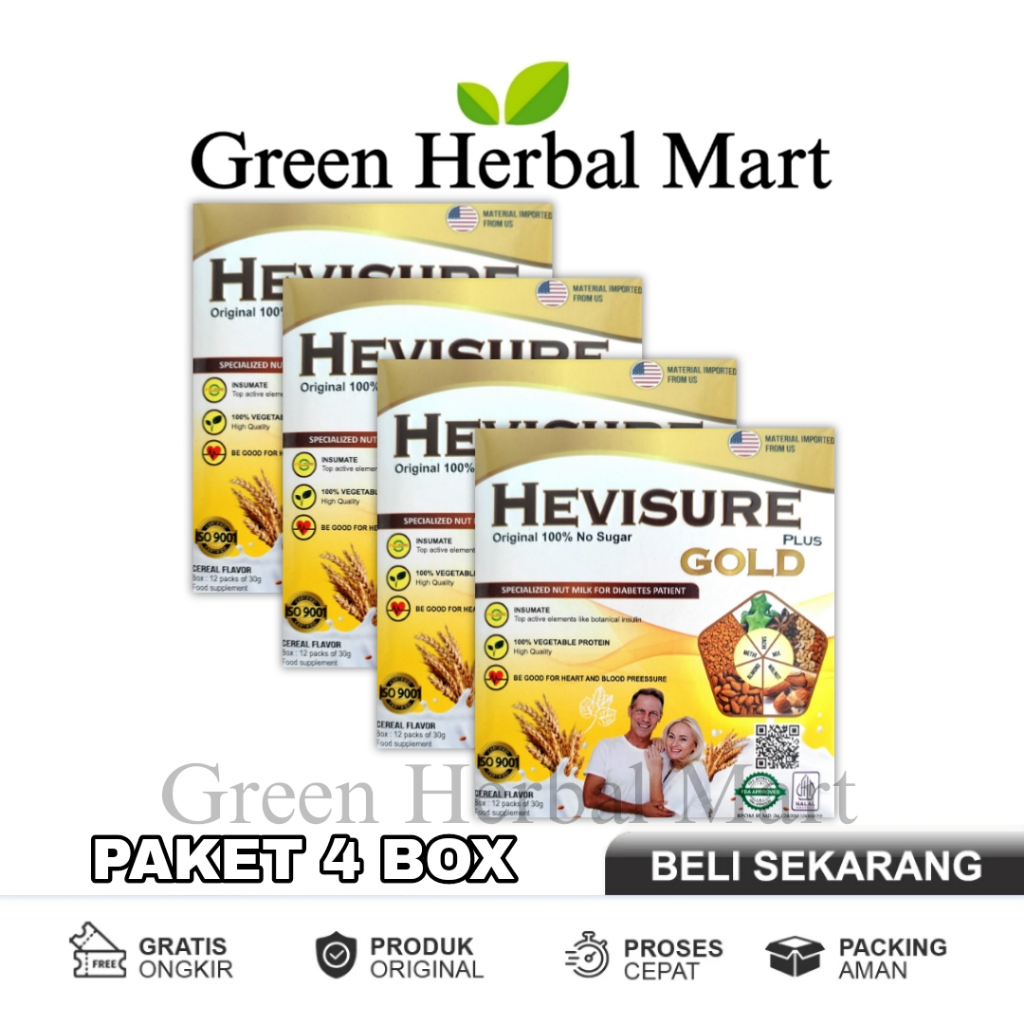 

4 Box Hevisure Gold Milk Susu Kacang Untuk Penderita Diabetes Kencing Manis Original Asli