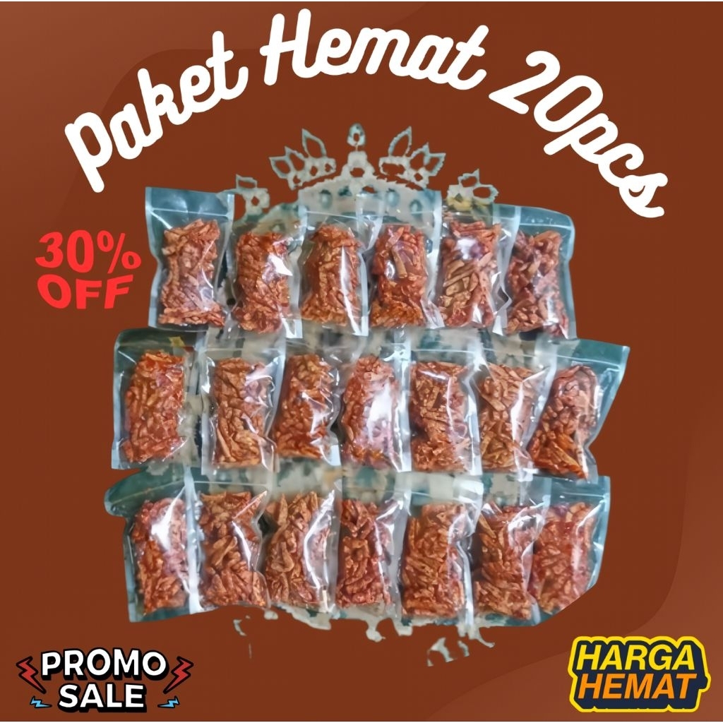 

Paket Hemat 20pcs Basreng Extra Pedas & Basreng Original Daun Jeruk 100% Halal Promo Sale Harga Hemat 30% OFF