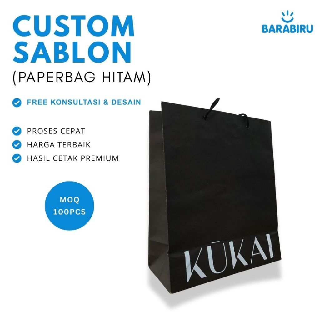 

[ Custom ] Sablon Nama & Logo Paper Bag Hitam 150 Gsm Hajatan Tas Belanja Souvenir Nikahan Wedding