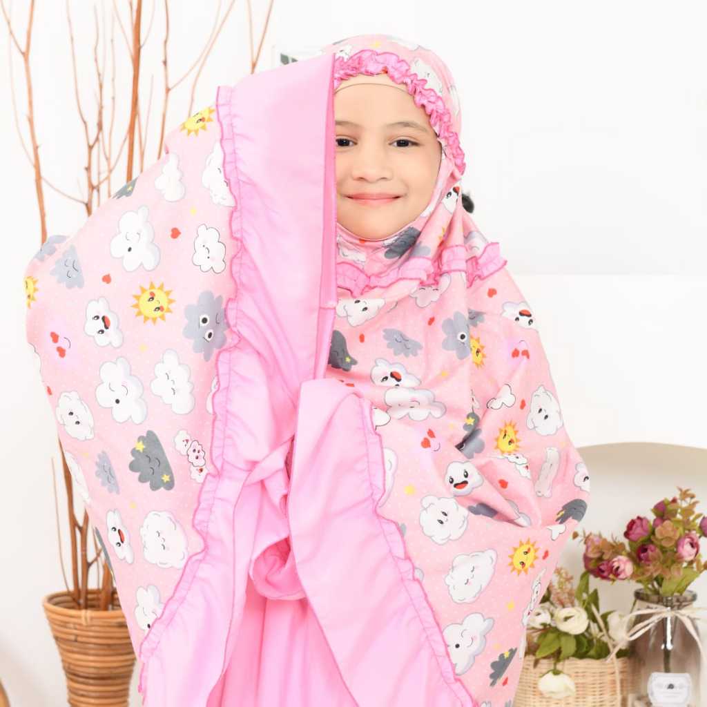 Mukena Anak CLOUD PINK ( TAS SEJADAH) Mukena Anak Kecil Kado Anak Perempuan Mukena Anak 2 Tahun Muke