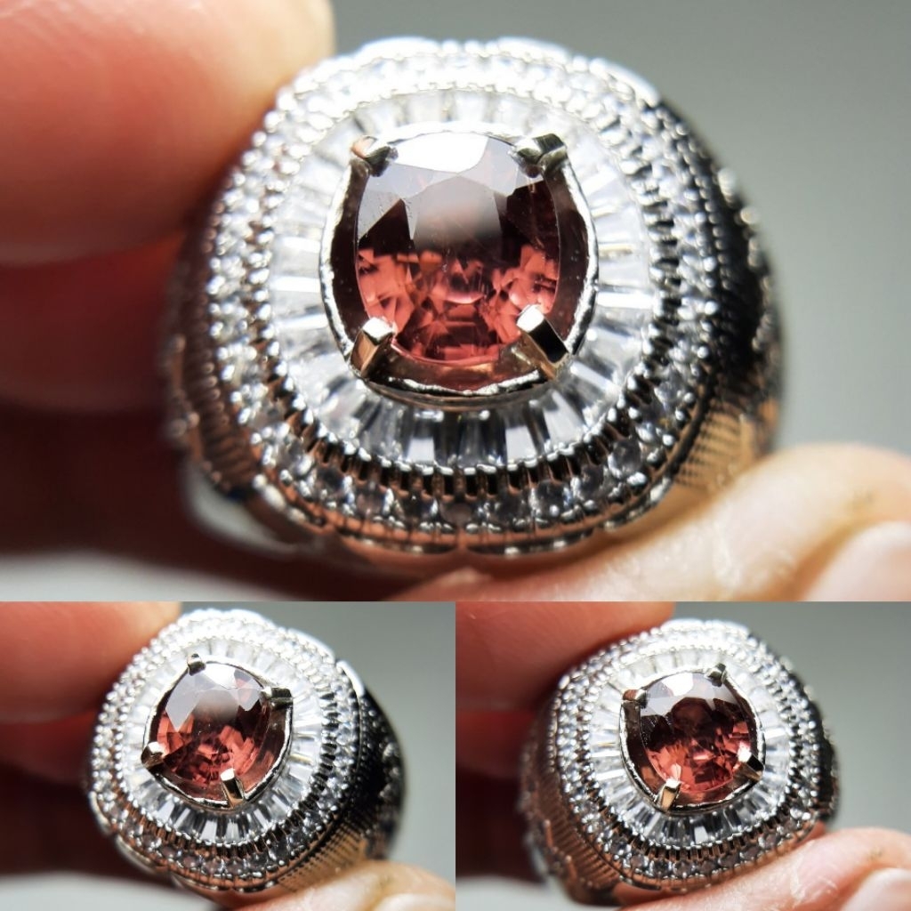 Natural Zircon Warna Pink Ring Microsetting Bukan Sapphire Ruby Emerald Jamrud Zamrud Topaz Spinel G