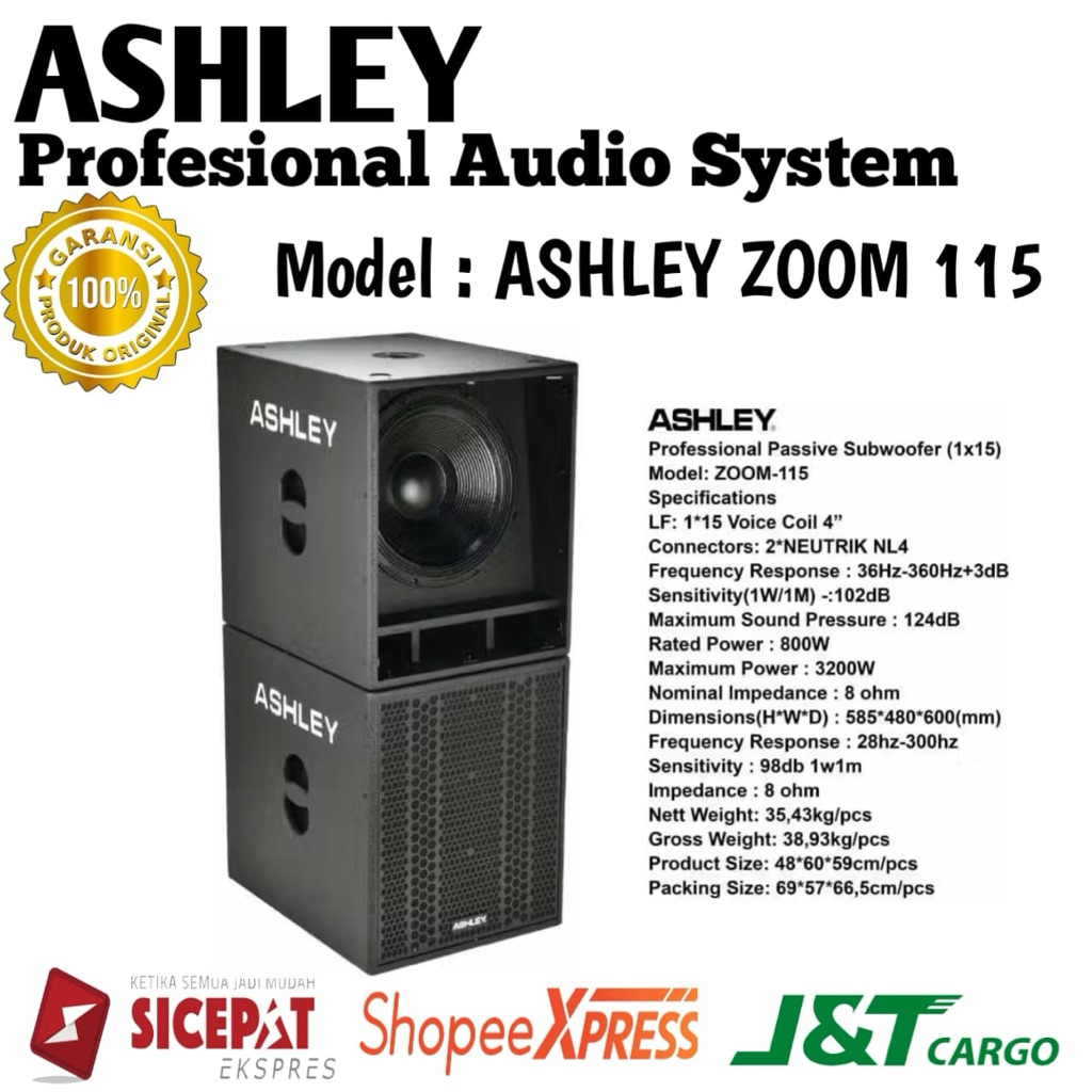Subwoofer Pasif Ashley Zoom 115 Original Subwoofer Ashley 15inch