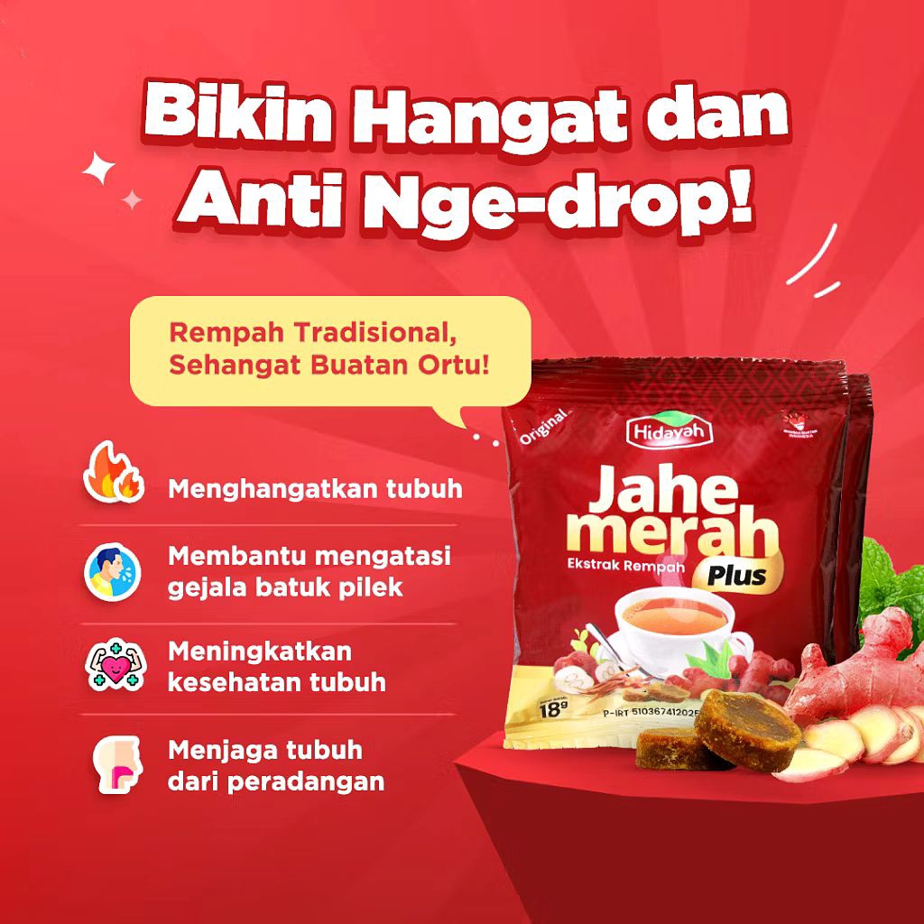 

Jahe Merah Hidayah 10 sachet - Jahe hidayah gula aren