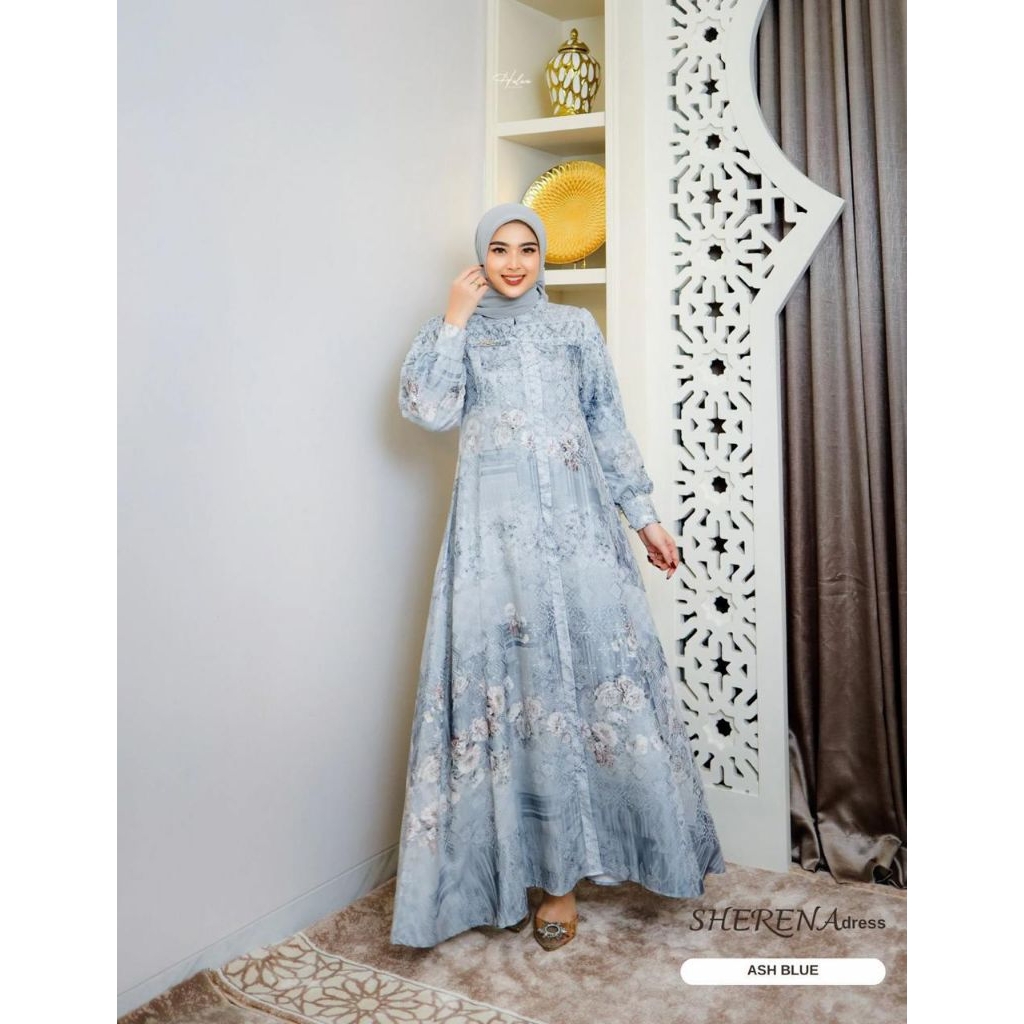 Sherena Dress by Halwa✔️gamis cantik, gamis motif, gamis simple, gamis halwa