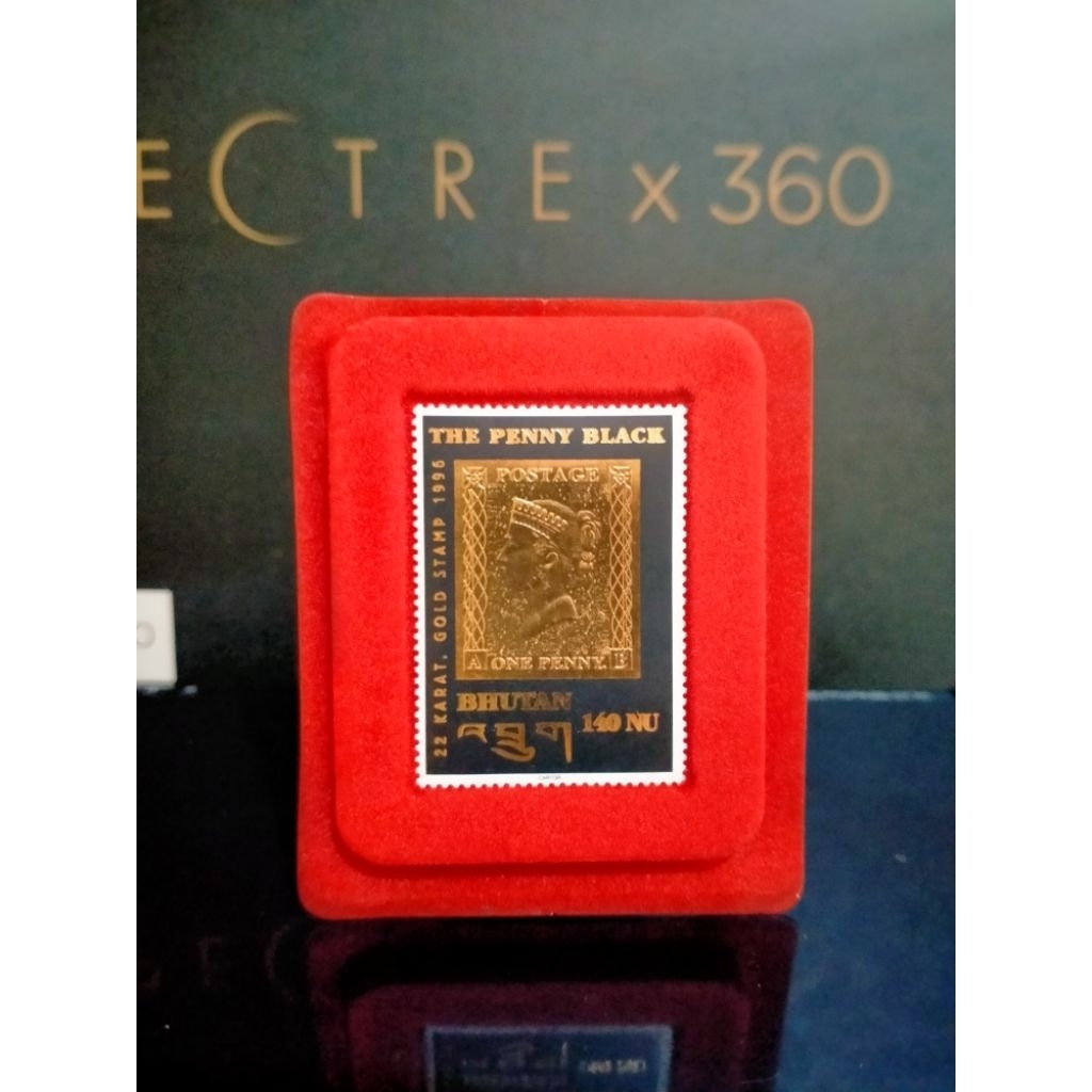 

Perangko The Penny Black, Emas 22k Gold Stamp Bhutan 1996