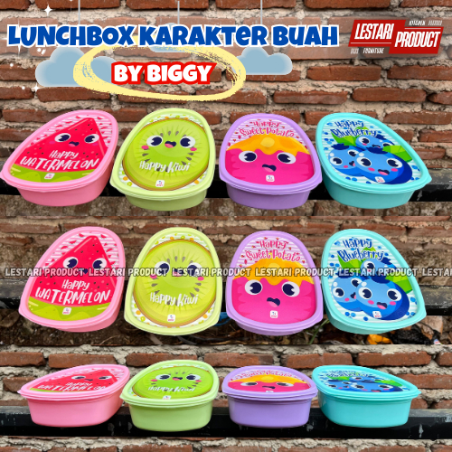 ( 6 PCS ) LUNCHBOX KARAKTER BUAH BIGGY | LUNCBOX ANAK | KOTAK BEKAL | WADAH BEKAL | MISTING | BISTIN