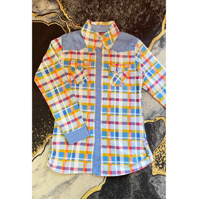 PRELOVED Kemeja Kotak-kotak warna Blue Pastel By JJ Collection