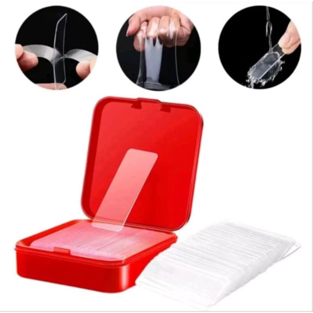 

(A213) STICKER DOUBLE TAPE ISI 60 PCS / PEREKAT 2 SISI TRANSPARAN BOX ISI 60 PCS / doubletip / sticker / perekat