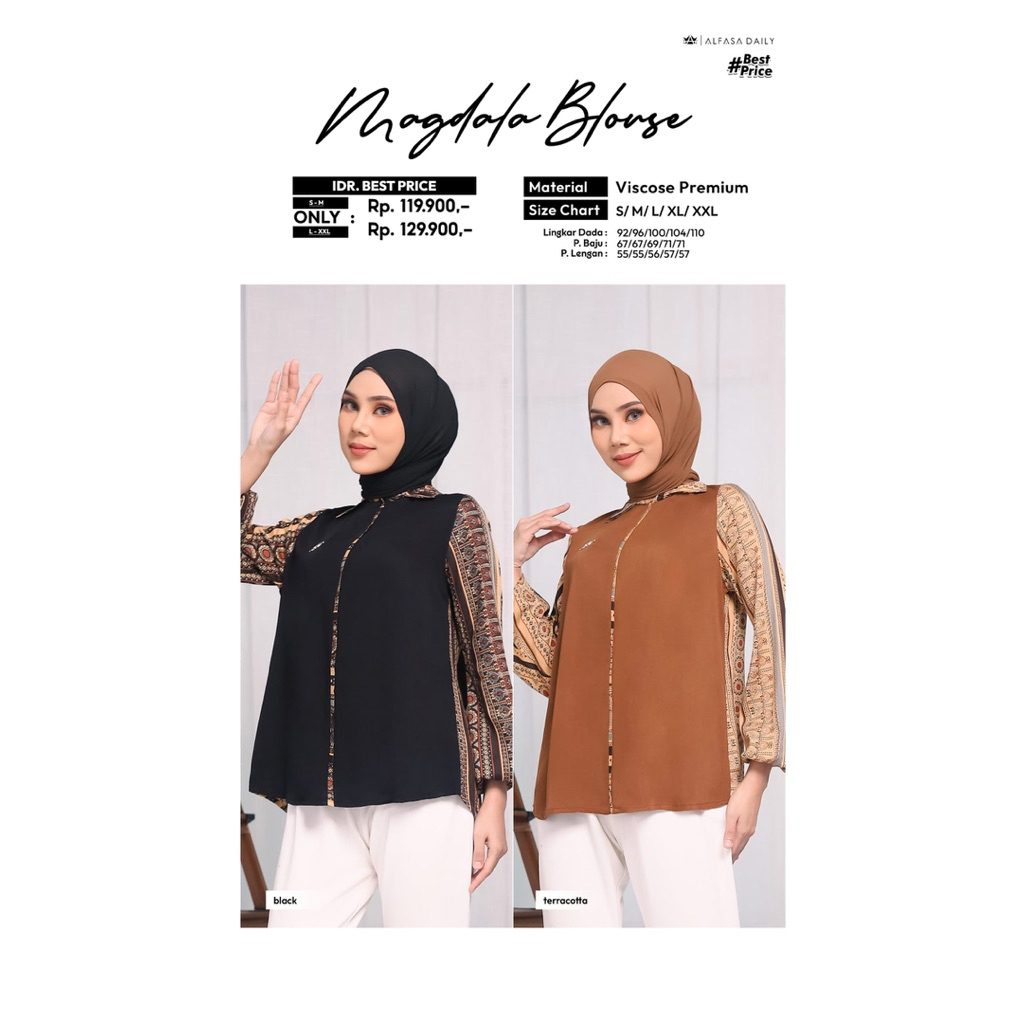 MAGDALA BLOUSE BY ALFASA DAILY ✔️ atasan terbaru ✔️ blouse polos kombinasi ✔️ atasan alfasa terbaru