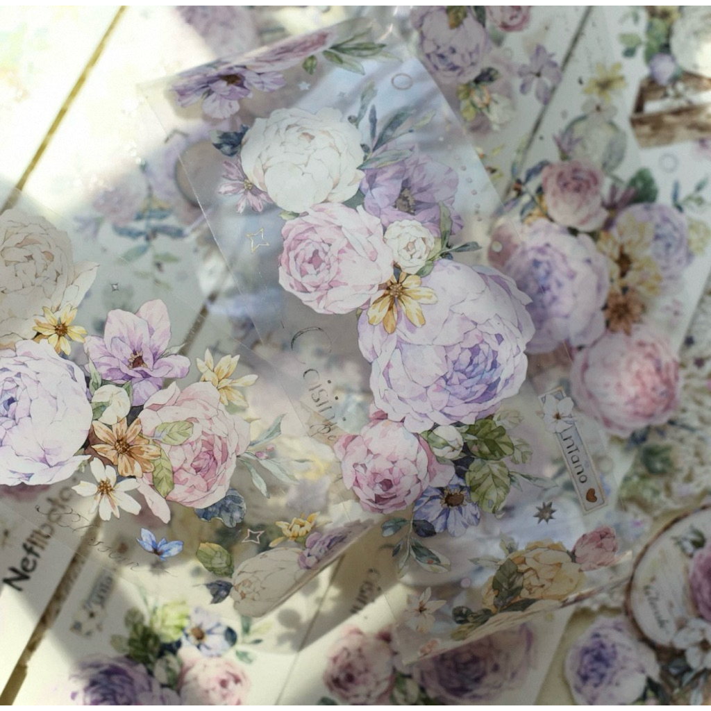 

Yi Er Soft Pink & Purple Peony PET Tape