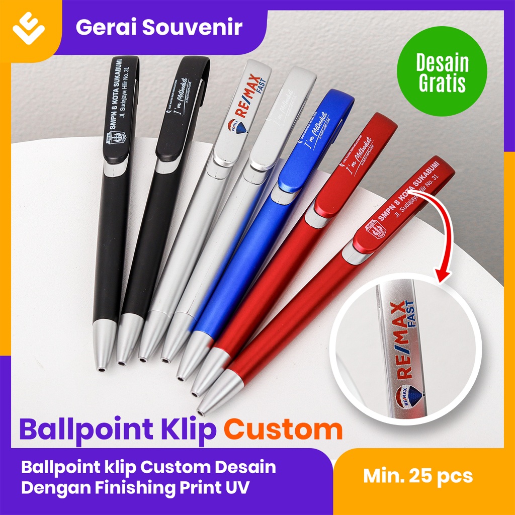

Ballpoint Pena pulpen Clip Bolpen Klip Murah CUSTOM LOGO NAMA SOUVENIR UV Souvenir Pernikahan Acara promosi perusahaan model cetek tinta hitam beragam warna