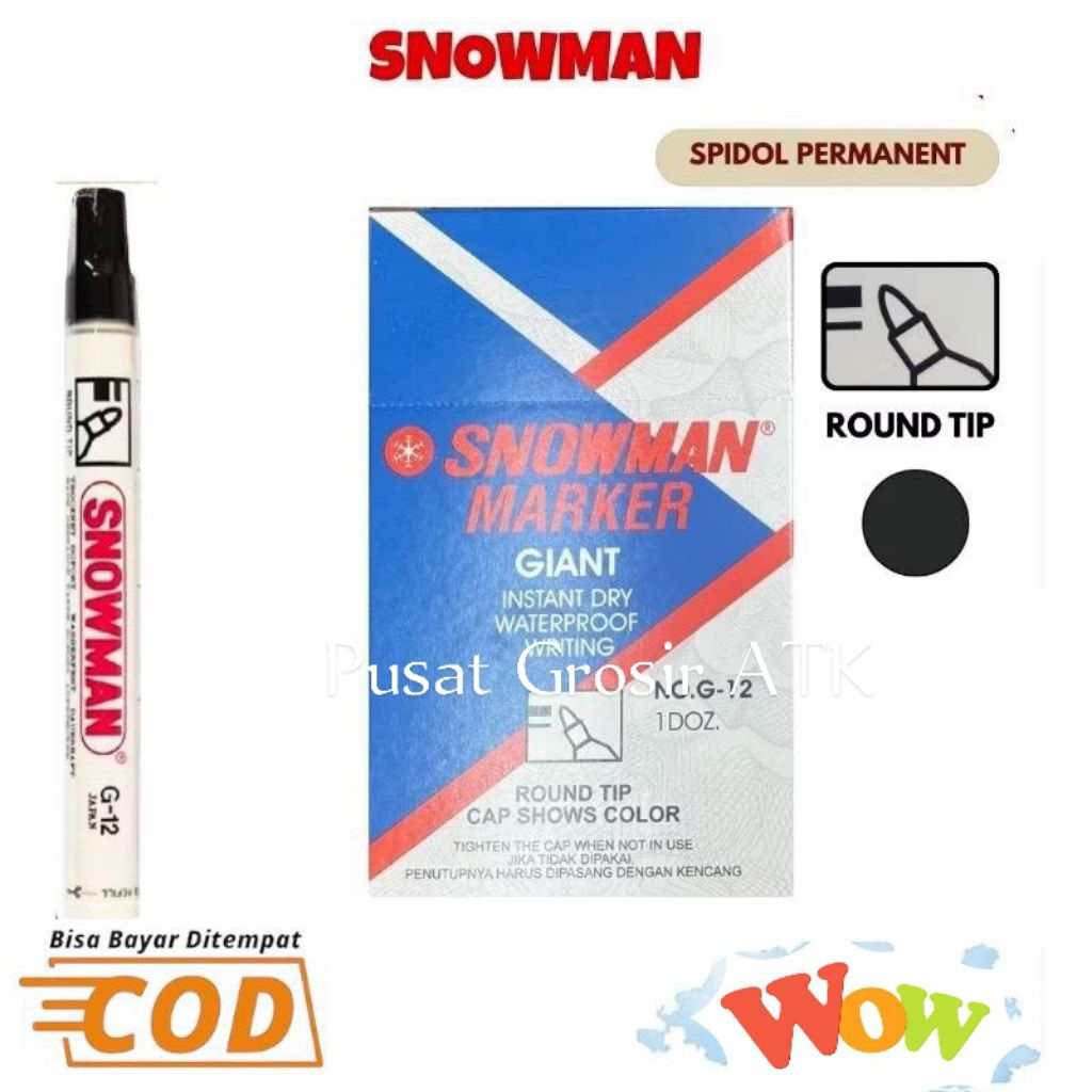 

Spidol Permanent G-12 Snowman Warna Hitam Harga 12pcs