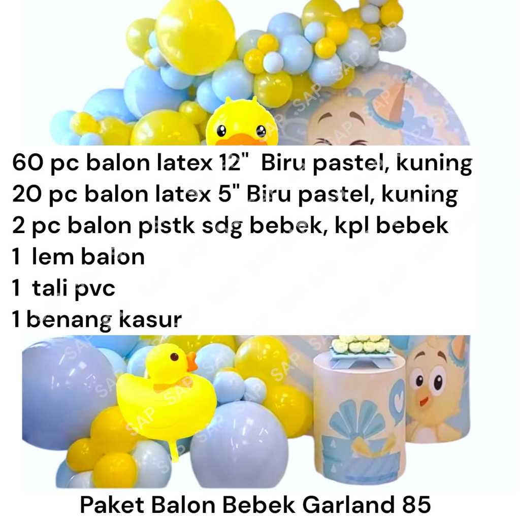 Doradoray_ Paket Balon Bebek Garland 85Sp/ Dekorasi Ulang Tahun Bebek
