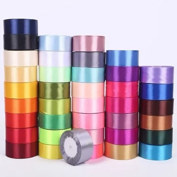 

CIGALLERY Pita Satin 4cm / 1.5inch Roll Motif Setangan Satin dan Transparan Modern Pita Kado 4cmx22m Pita Dekorasi Buket